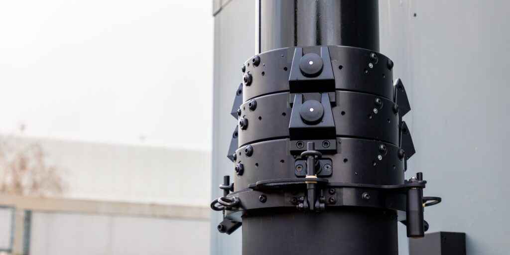 A close up of a mast which has weatherproof mast materials