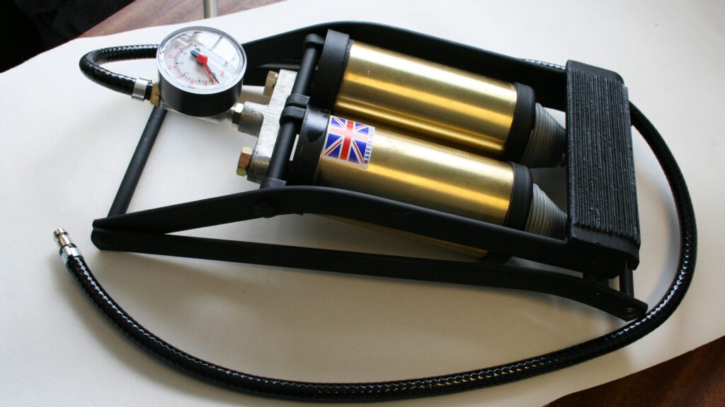 A closer look at a foot pump, one of many mast accessories available from SMC Group